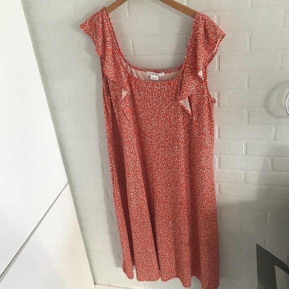 Maxi dress Fairy Ruffle Mod Boho Daisies Stretch Flowy Orange 3X - Picture 6 of 12